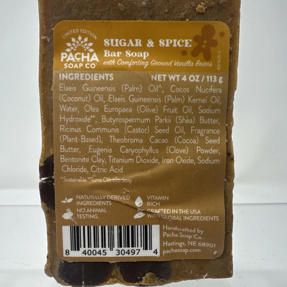 10 PACHA SOAP Sugar & Spice Bar Soap, 4 OZ Each New